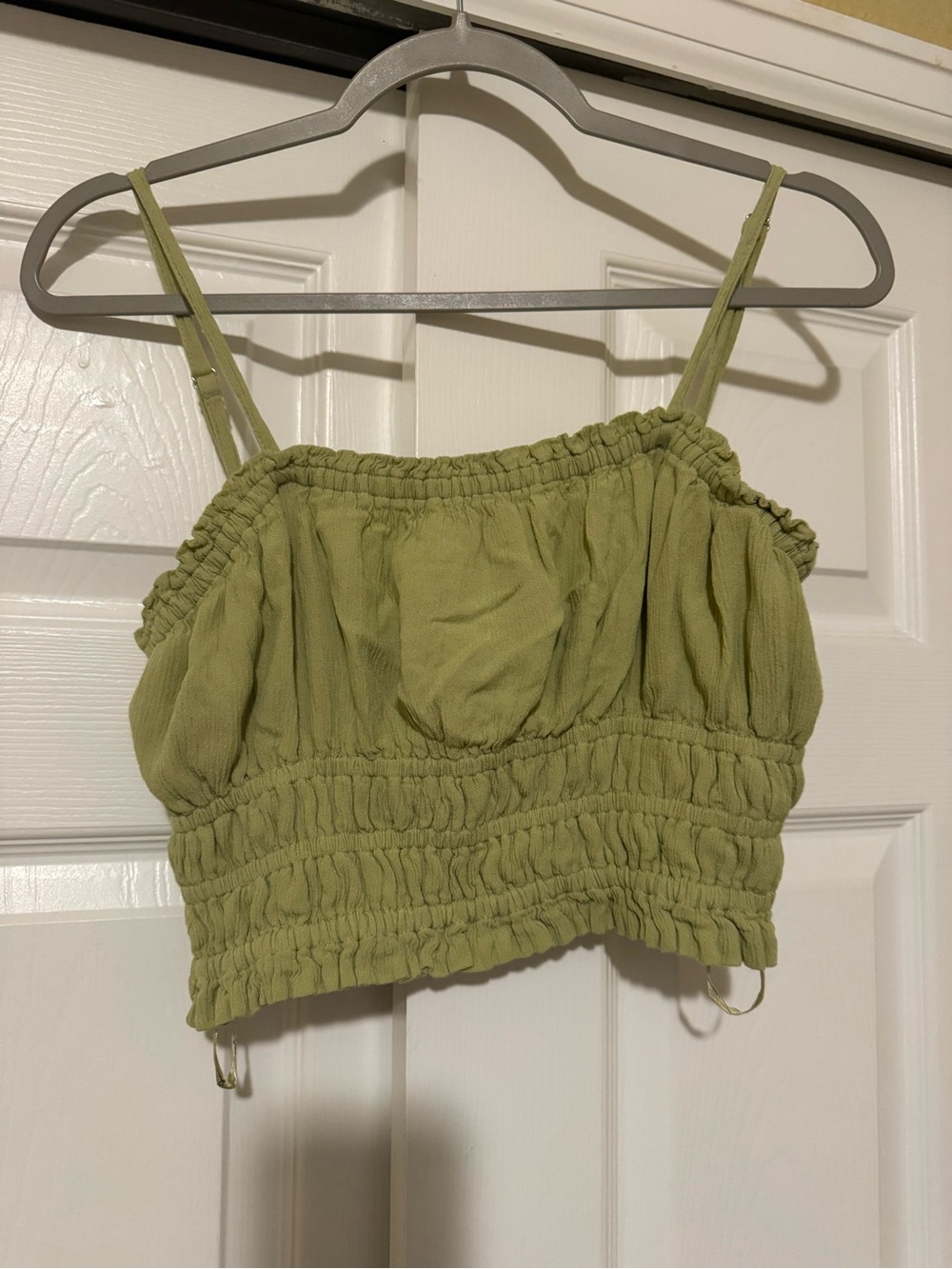 Japna Smocked Green Cami Crop Top